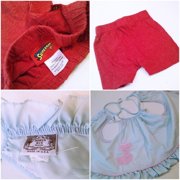 Mixed Bulk Lot(4) Unisex Baby 3-6mos Fleece 1-piece Overalls Bib Superman Shorts - Picture 12 of 12